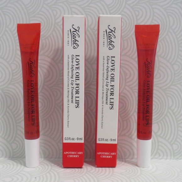 KIEHL'S💥LOVE OIL FOR LIPS GLOW INFUSING LIP TREATMENT APOTHECARY CHERRY 2PCS💥